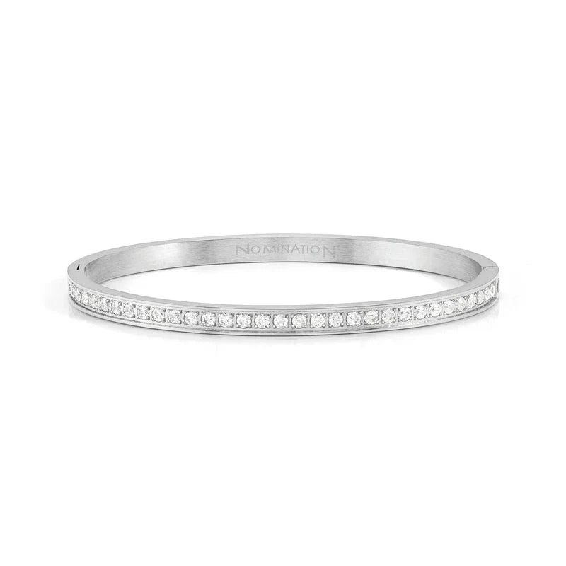 Bangle Bracelets with Adjustable Screw - Closures for a Secure FitNomination Pretty Bangle, Cubic Zirconia, Silver, Stainless Steel