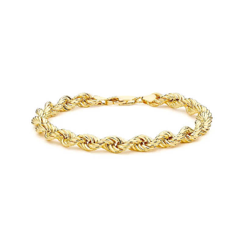 Solid Gold Bangles with Intricate Floral Engravings for a Luxurious Look9K Yellow Gold 120 Hollow Rope Chain Bracelet/ 7'