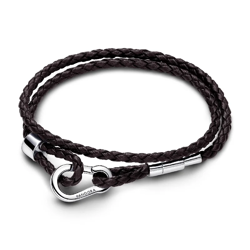 Chamm Bracelets for festivalsPandora Moments Brown Braided Double Leather Bracelet