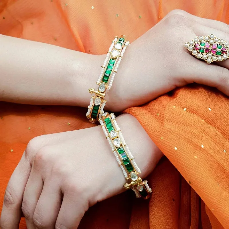 Clear Crystal - Embellished Bangles for a Sparkling and Elegant AppearanceSilver Green Bangle