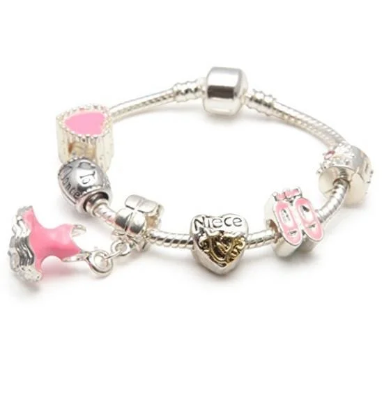 Chamm Bracelets for everyday wearChildren's Niece 'Love To Dance' Silver Plated Charm Bead Bracelet