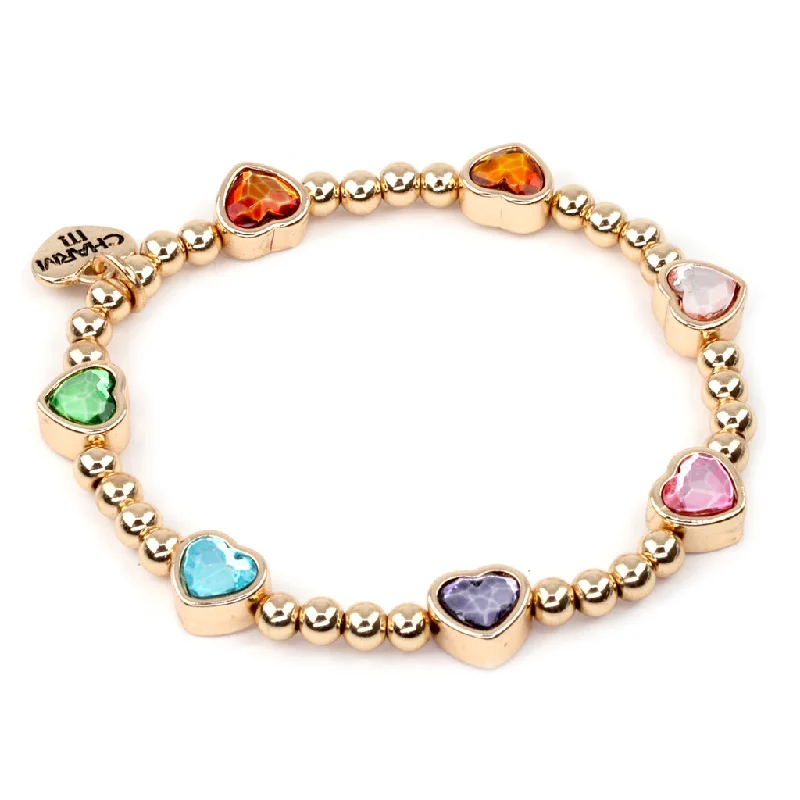 Chamm Bracelets for gift ideasGold Sparkle Heart Stretch Bead Bracelet