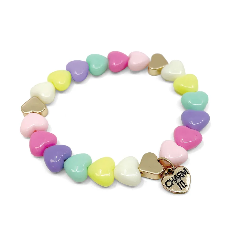 Chamm Bracelets for gift ideasGold Pastel Heart Stretch Bead Bracelet