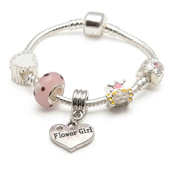 Luxury Chamm BraceletsChildren's Flower Girl 'Little Princess' Silver Plated Charm Bead Bracelet