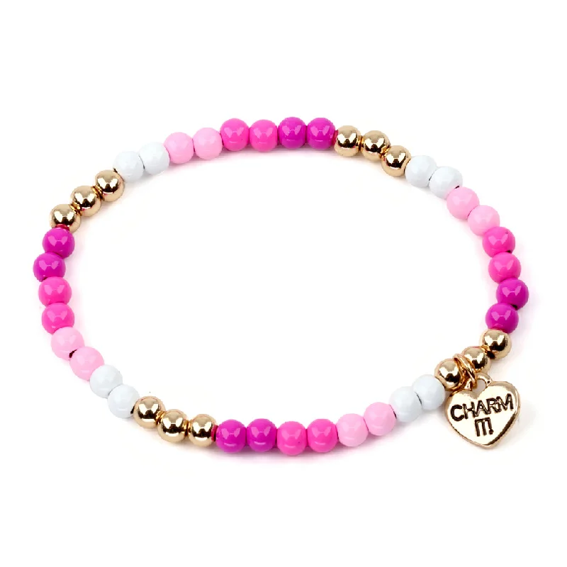 Chamm Bracelets for spiritual healingGold Pink Stretch Bead Bracelet