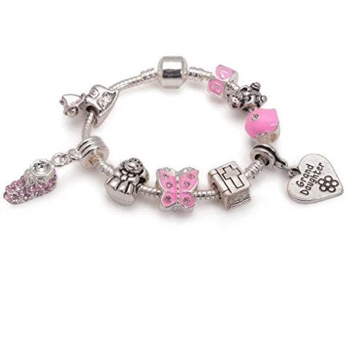 Chamm Bracelets with positive energyBaby Girl's Christening 'Little Angel Granddaughter' Silver Plated Charm Bead Bracelet