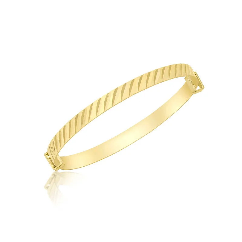 Leather - Wrapped Bangles with Studded Details for a Rock - Chic Vibe9K Yellow Gold Diamond Cut Oblique Baby Bangle