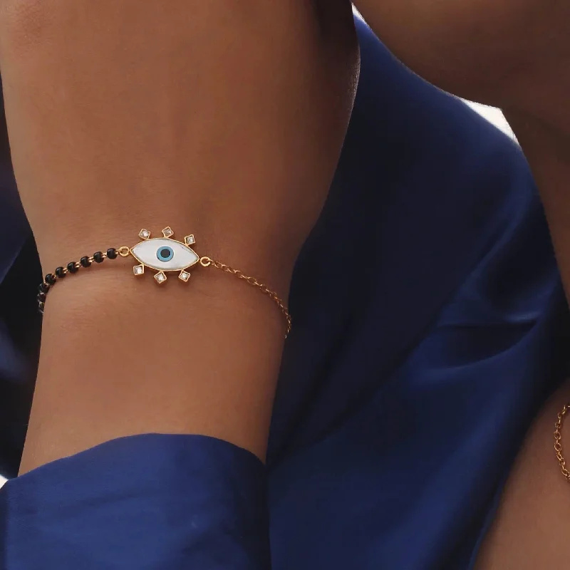 Geometric - Shaped Bangles in Matte Black for a Minimalist AestheticAesthetic Evil Eye Mangalsutra bracelet