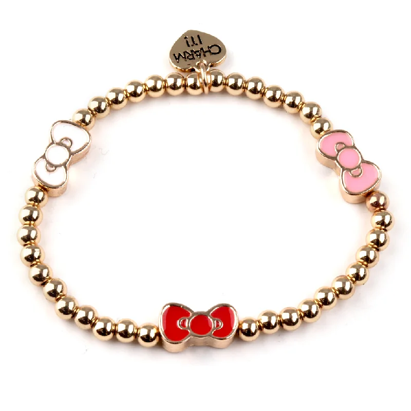 Chamm Bracelets for yoga loversGold Hello Kitty Bow Stretch Bead Bracelet