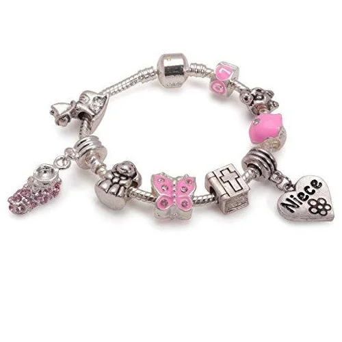 Chamm Bracelets for gift ideasBaby Girl's Christening 'Little Angel Niece' Silver Plated Charm Bracelet