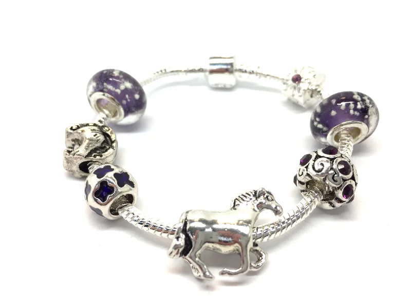 Luxury Chamm BraceletsChildren's 'Horse Lovers Dream' Silver Plated Charm Bead Bracelet