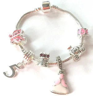 Chamm Bracelets for festivalsPink Princess 5th Birthday Girls Gift - Silver Plated Charm Bracelet