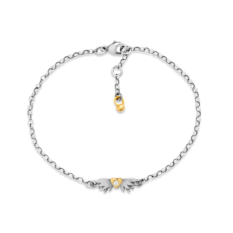 Affordable Chamm BraceletsClassic Diamond Winged Heart Bracelet