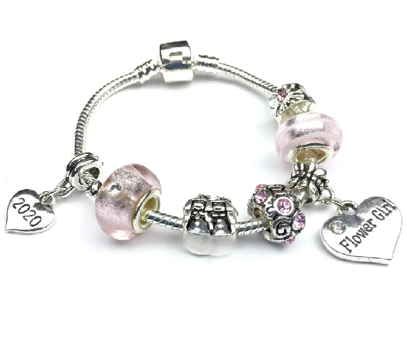 Chamm Bracelets for spiritual healingChildren's 2024 ‘Candy Pink' Flower Girl Silver Plated Bracelet