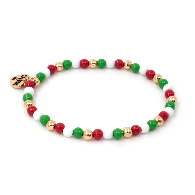 Chamm Bracelets for everyday wearGold Christmas Stretch Bead Bracelet