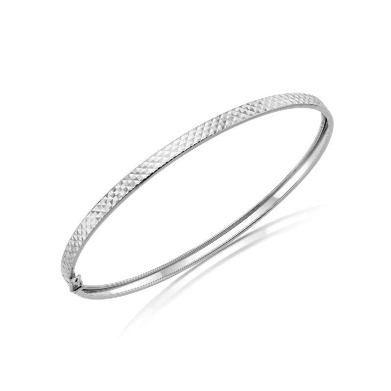 Bangle Sets with Mix - and - Match Patterns for a Versatile Accessory9K White Gold DC Flat Tube Bangle