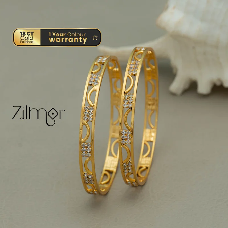 Plus Size Women's Wide Bangle Bracelets in Matte Finish for a Statement PieceKF101632 - Gold Plated stone bangle (pair)