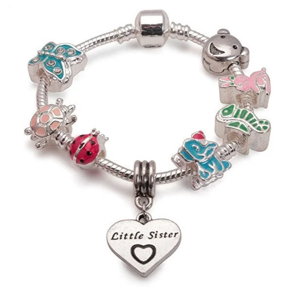 Chamm Bracelets for yoga loversChildren's Little Sister 'Animal Magic' Silver Plated Charm Bead Bracelet