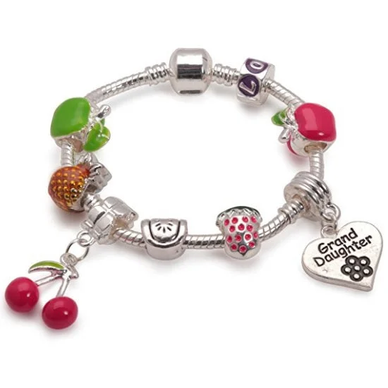 Handmade Chamm BraceletsChildren's Granddaughter 'Tutti Frutti' Silver Plated Charm Bead Bracelet