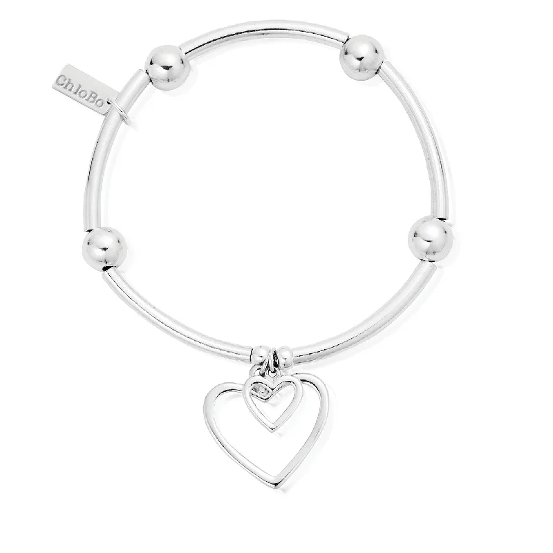 Chamm Bracelets for couplesNoodle Ball Double Heart Bracelet