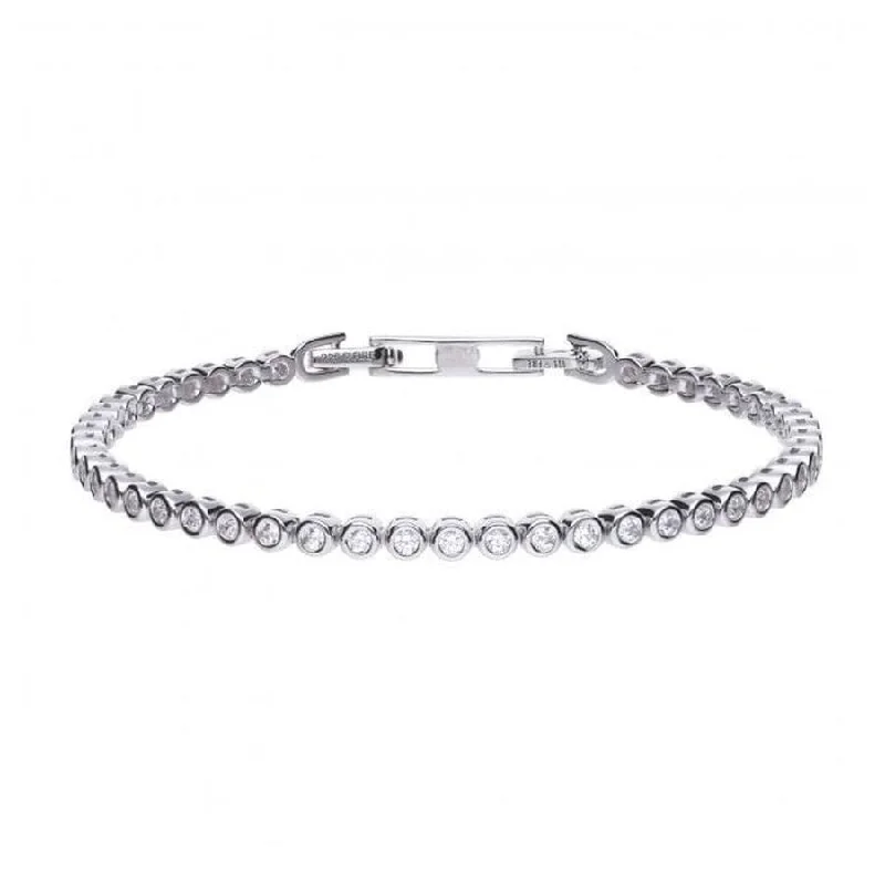 Plus Size Women's Wide Bangle Bracelets in Matte Finish for a Statement PieceSilver Rubover Set Cubic Zirconia Tennis Bracelet