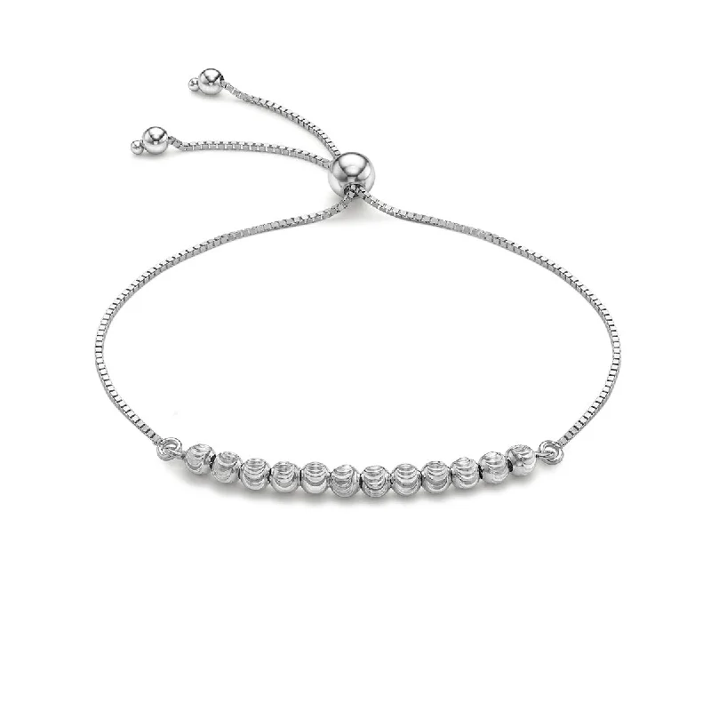 Plus Size Women's Wide Bangle Bracelets in Matte Finish for a Statement Piece9K White Gold Ball + Chain Bracelet