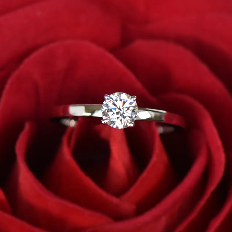 Engagement Rings with Sapphire and Diamond Combinations in a Vintage Style1/2 ct Solitaire Ring - 10k Solid White Gold, Sz 5 or 6 1/4