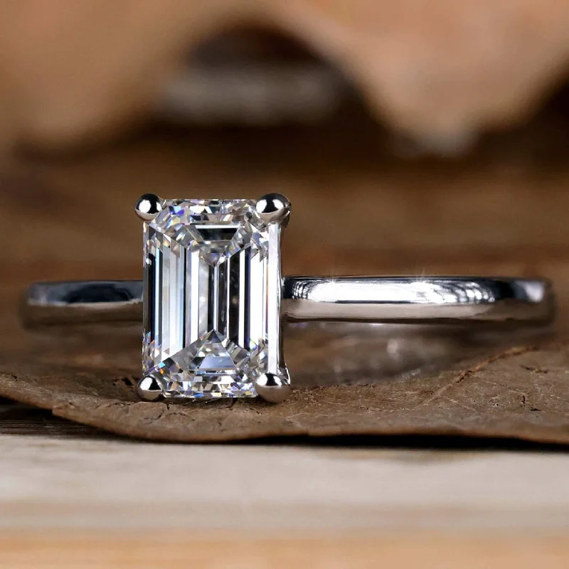 Three - Stone Engagement Rings Symbolizing Love's Past, Present, and Future with Asscher - Cut Diamonds1 CT Emerald Cut Diamond Engagement Ring, EF/VVS Lab Grown Diamond Solitaire Ring