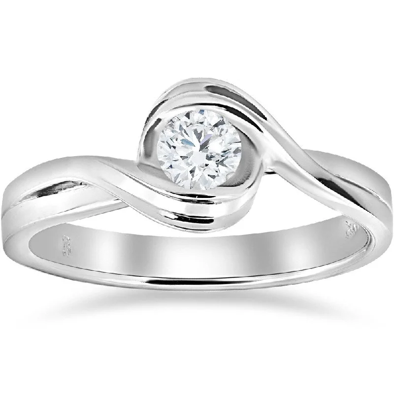 18K White Gold Classic Round - Cut Diamond Wedding Bands for a Timeless and Elegant Look14K White Gold 1/2 ct TDW Diamond Solitaire Engagement Ring