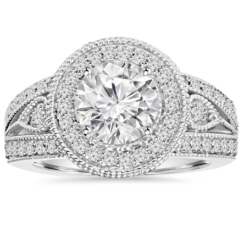 18K White Gold Classic Round - Cut Diamond Wedding Bands for a Timeless and Elegant Look14k White Gold 2 3/4ct TDW Clarity Enhanced Diamond Engagement Ring