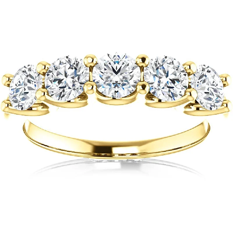 Pearl - and - Diamond - Studded Wedding Bands in White Gold for a Feminine and Elegant Touch2 Ct Diamond Five Stone Wedding Ring 14k Yellow Gold EX3 Lab Grown