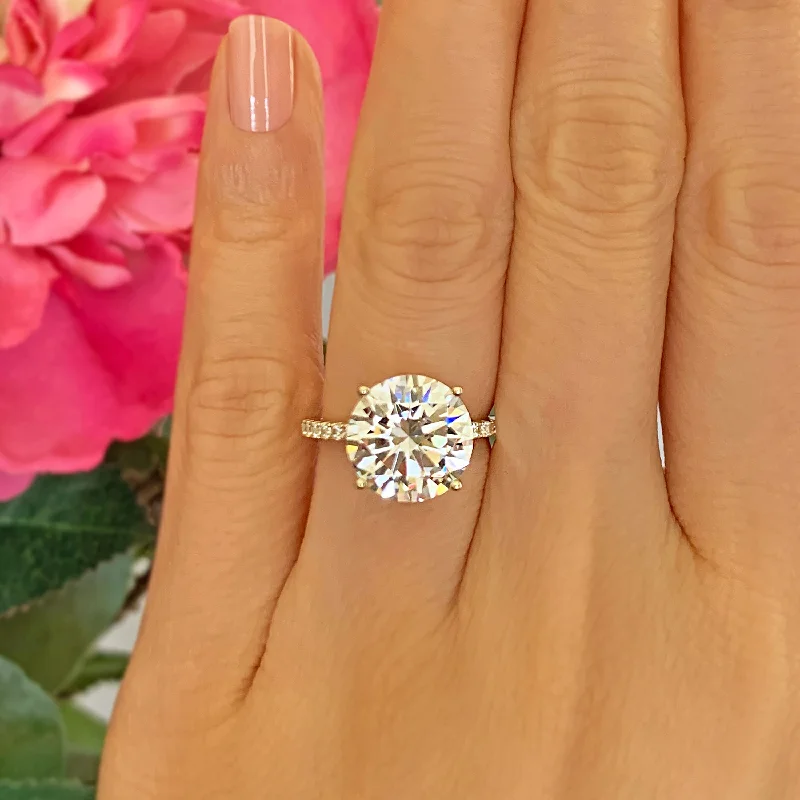 Vintage Cluster Engagement Rings with Antique - Cut Diamonds and Silver Filigree5.25 ctw Round Accented Ring - 10k Solid Yellow Gold, Sz 4, 5, 10.5