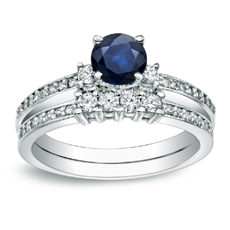 Pear - Shaped Engagement Rings in Yellow Gold with a Diamond - Encrusted BandAuriya 1/2ct Blue Sapphire and 1/2ctw 3 Stone Diamond Engagement Ring Set Platinum