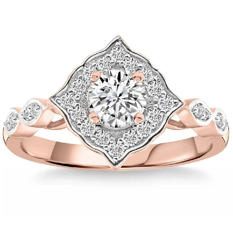 Two - Tone Gold and Silver Wedding Bands with a Twist Design for a Contemporary and Eye - Catching StyleCertified .83 Ct Accent Designed Diamond Ring Rose Gold Lab Grown