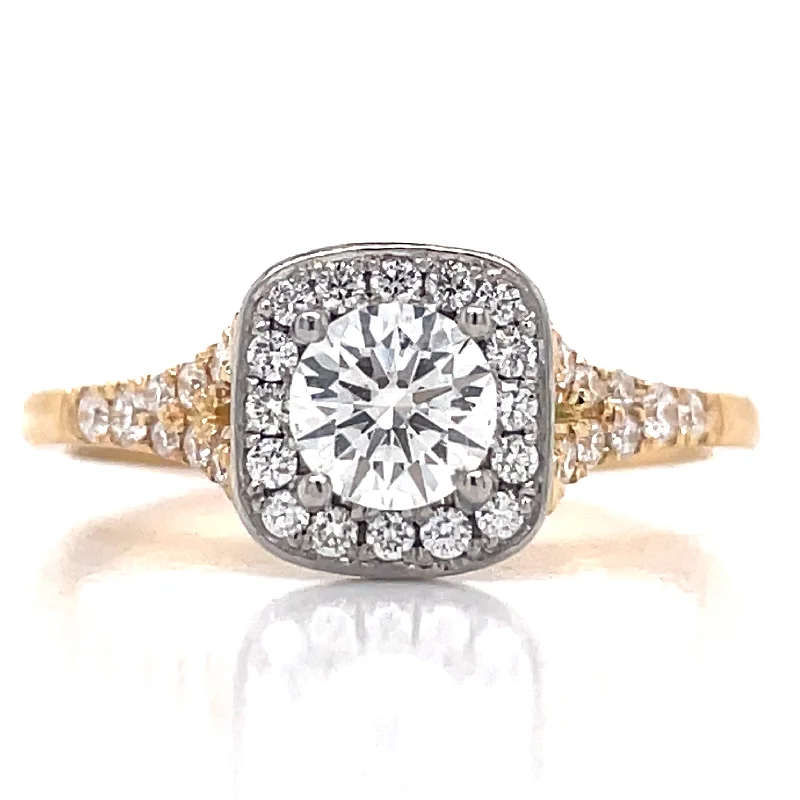 Vintage Cluster Engagement Rings with Antique - Cut Diamonds and Silver FiligreeCharlotte - 18ct Yellow Gold .74ct Cushion Halo Earth Grown Diamond Engagement Ring