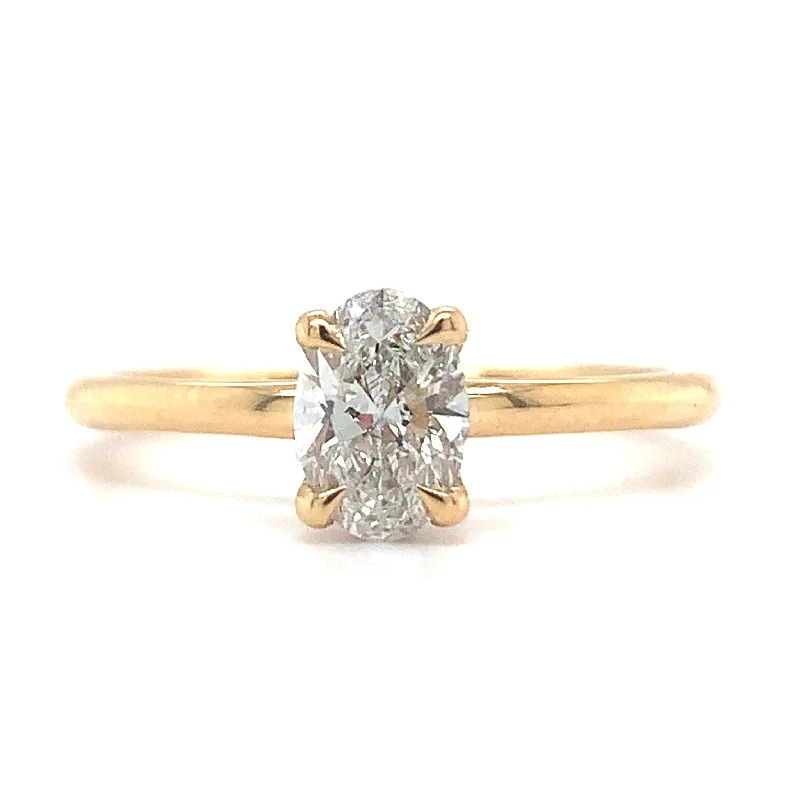 Princess Cut Engagement Rings in 18K White Gold with Micro - Pave Side StonesMillie - 18ct Yellow Gold 0.64ct Laboratory Grown Oval Solitaire Engagement Ring with Hidden Halo