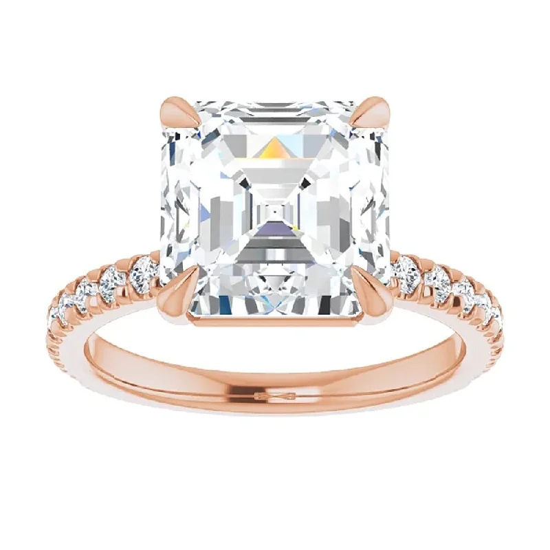 Moissanite - Set Wedding Bands in Yellow Gold for a Sparkling and Ethical Alternative to DiamondsG/VS 5.33Ct Asscher Cut & Lab Grown Diamond Engagement Ring in White, Yellow, or Rose Gold