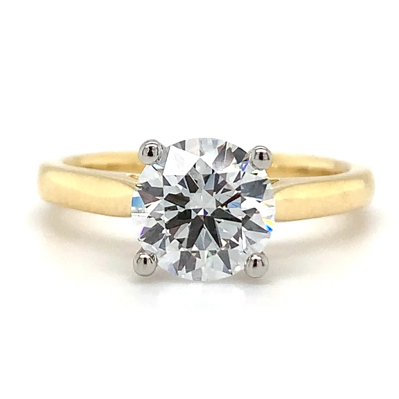 Adjustable Engagement Rings with a Flexible Band and a Princess - Cut Center DiamondJulianna - 18ct Yellow Gold 1.5ct Laboratory Grown Round Brilliant Solitaire Engagement Ring