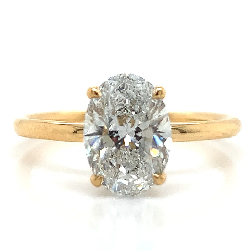 Signature - Design Engagement Rings with a Brand - Exclusive Pattern and Premium DiamondsMillie - 18ct Yellow Gold 1.61ct Laboratory Grown Oval Solitaire Engagement Ring with Hidden Halo