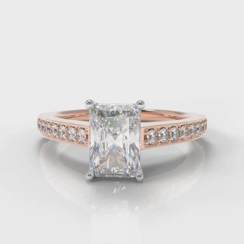 Oval Cut Engagement Rings in Palladium with a Hidden Halo for a Surprise SparklePavé Radiant Cut Diamond Engagement Ring - Rose Gold