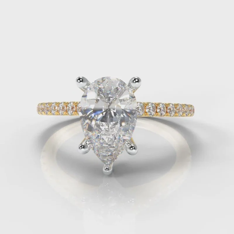 Three - Stone Engagement Rings Symbolizing Love's Past, Present, and Future with Asscher - Cut DiamondsPetite Micropavé Pear Diamond Engagement Ring - Yellow Gold