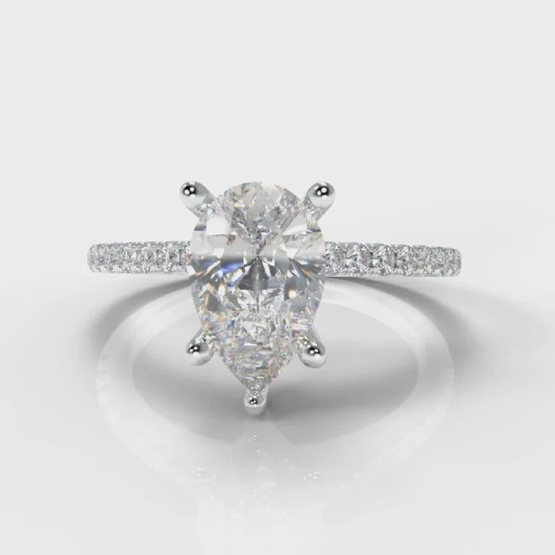 Adjustable Engagement Rings with a Flexible Band and a Princess - Cut Center DiamondPetite Micropavé Pear Diamond Engagement Ring