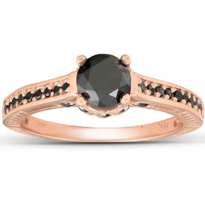 Infinity - Symbol Wedding Bands in Rose Gold with Small Diamonds for a Romantic and Symbolic GesturePompeii3 14k Rose Gold 1 1/4ct TDW Black Diamond Vintage Engagement Ring