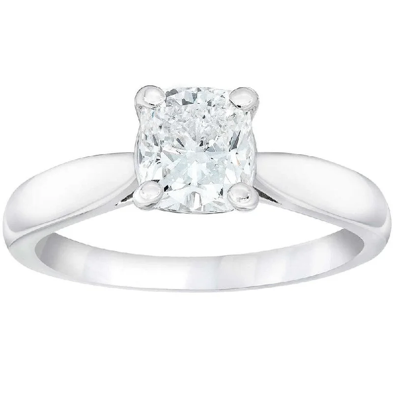 Laser - Etched Floral Design Wedding Bands in Palladium for a Delicate and Intricate LookPompeii3 14k White Gold 1 1/2 Ct TDW Cushion Solitaire Diamond Engagement Ring Clarity Enhanced