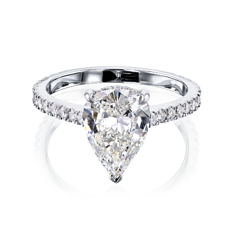 Heart - Shaped Engagement Rings in 14K Pink Gold for a Romantic ProposalThe Pear Hidden Halo Diamond Ring (GIA Certified)