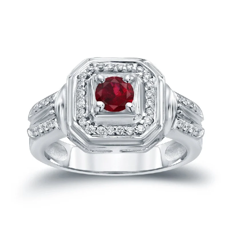 Turquoise Gemstone Rings in 925 Silver with a Southwestern - Inspired Design for a Rustic Charm14k Gold Round 1/5ct Ruby and 1/5ct TDW Diamond Engagement Ring by Auriya