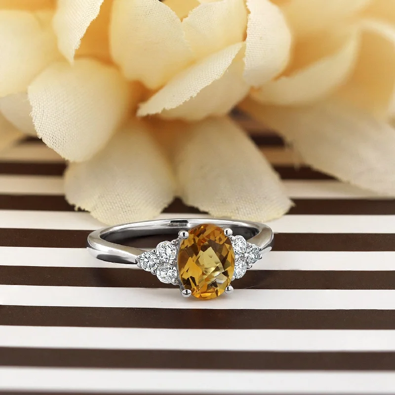 Topaz Gemstone Rings in 10K Gold with a Channel - Set Design for a Contemporary and Durable OptionAuriya 1 1/10ct Oval Citrine and Diamond Engagement Ring 1/4ctw 14k Gold