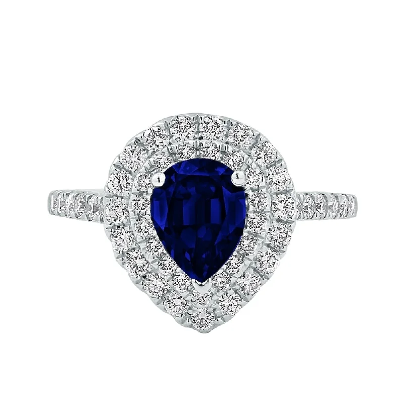 Sapphire Gemstone Rings in 18K White Gold with Diamond Accents for an Elegant EngagementAuriya 1 1/2ct Pear-cut Blue Sapphire and 5/8ctw Diamond Engagement Ring 18K Gold