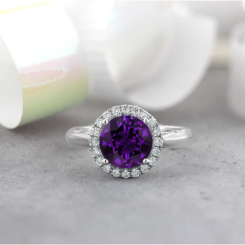 Turquoise Gemstone Rings in 925 Silver with a Southwestern - Inspired Design for a Rustic CharmAuriya 1 1/2ct Round Purple Amethyst and Halo Diamond Engagement Ring 1/4ctw 14k Gold