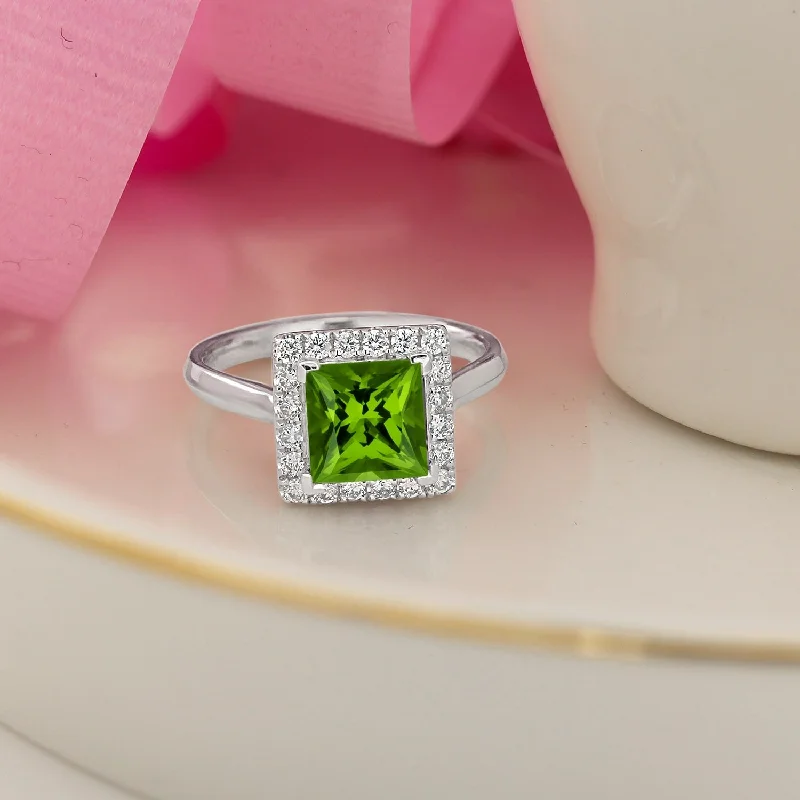 Ruby Gemstone Rings in 14K Yellow Gold with a Solitaire Setting for a Classic and Bold StatementAuriya 1 3/4ct Princess-cut Green Peridot Halo Diamond Engagement Ring 1/3ctw 14k Gold